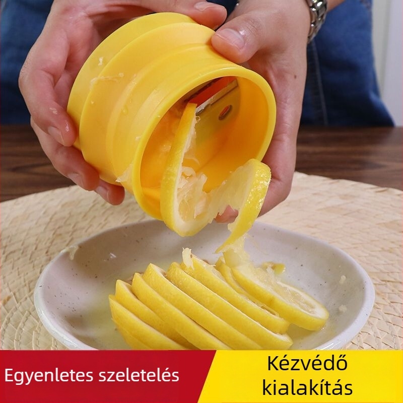Forgó citromszeletelő és gyümölcs szeletelő — dekoratív rozsdamentes acél konyhai eszköz citromhoz, burgonyához és uborkához