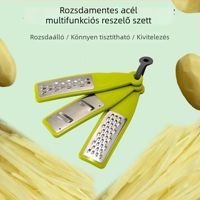 Sokoldalú konyhai szeletelő és reszelő, vágódeszka