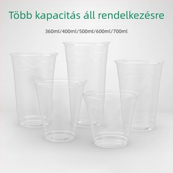 98 mm-es átmérőjű átlátszó egyszer használatos pohár tejes teához, kávéhoz és hideg italokhoz (401–500 ml)