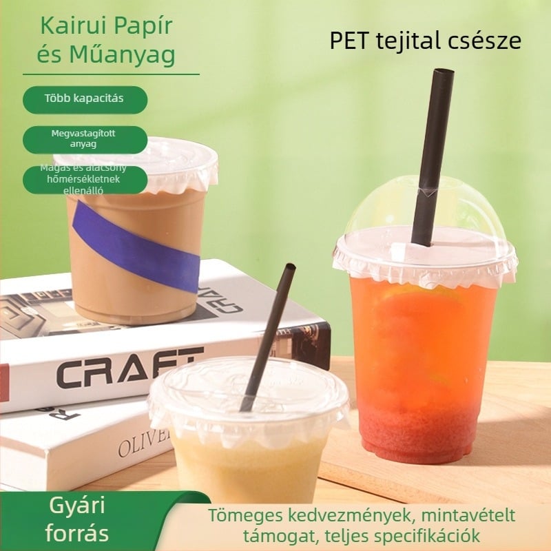 98 mm-es átmérőjű átlátszó egyszer használatos pohár tejes teához, kávéhoz és hideg italokhoz (401–500 ml)