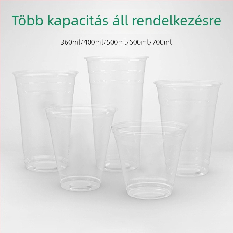 98 mm-es átmérőjű átlátszó egyszer használatos pohár tejes teához, kávéhoz és hideg italokhoz (401–500 ml)