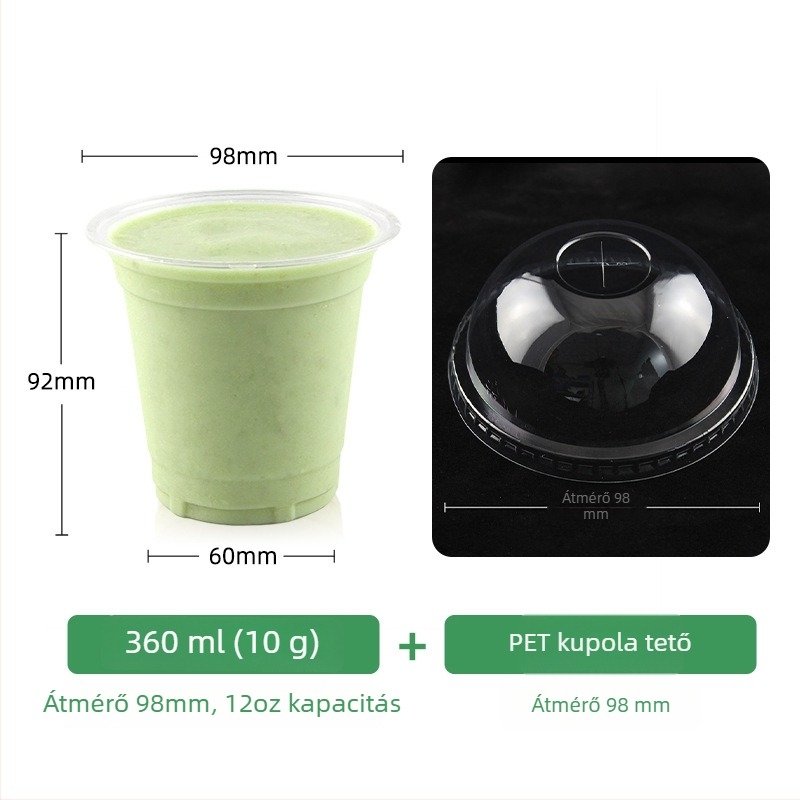 98 mm-es átmérőjű átlátszó egyszer használatos pohár tejes teához, kávéhoz és hideg italokhoz (401–500 ml)
