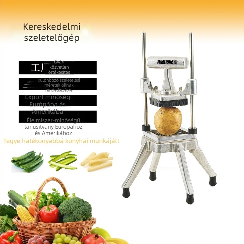 Kereskedelmi függőleges multifunkcionális zöldségvágó, kézi uborka és burgonya julienne- és kockázó készülék