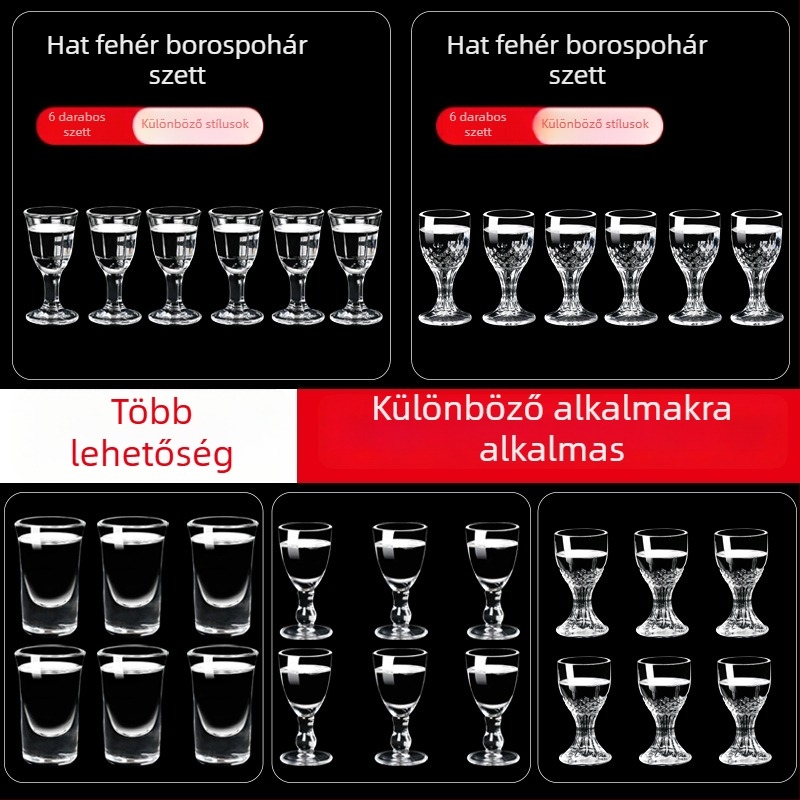 Üveg szeszes italok kóstoló készlet adagolóval, kis poharak, 6–10 darab