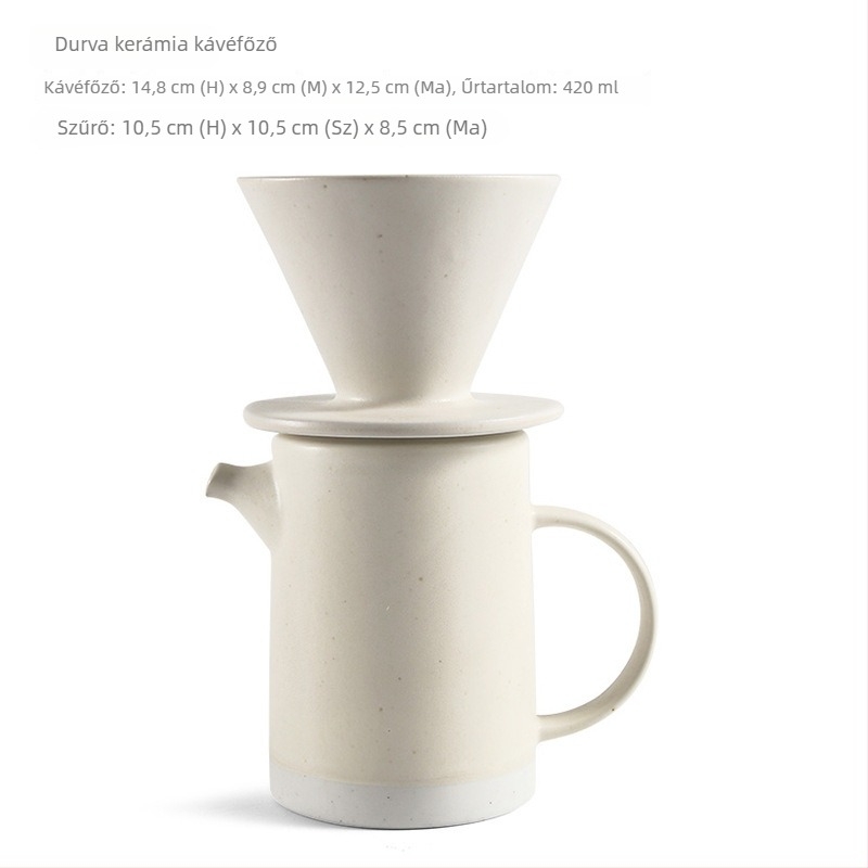 Japán-stílusú kerámia kávéscsésze és alátét készlet, kézzel készített retro durva kerámiából készült csészék, pour-over kannával és espresso szűrővel