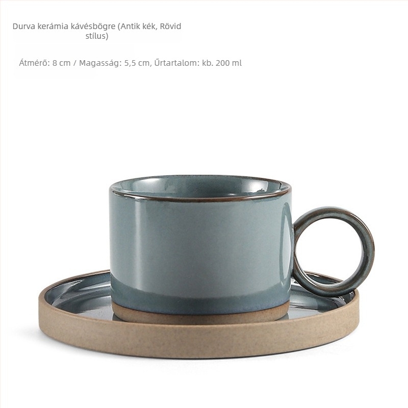 Japán-stílusú kerámia kávéscsésze és alátét készlet, kézzel készített retro durva kerámiából készült csészék, pour-over kannával és espresso szűrővel