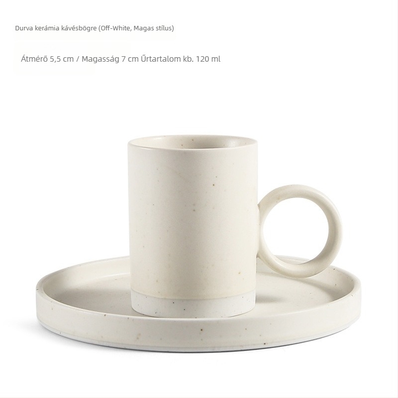 Japán-stílusú kerámia kávéscsésze és alátét készlet, kézzel készített retro durva kerámiából készült csészék, pour-over kannával és espresso szűrővel