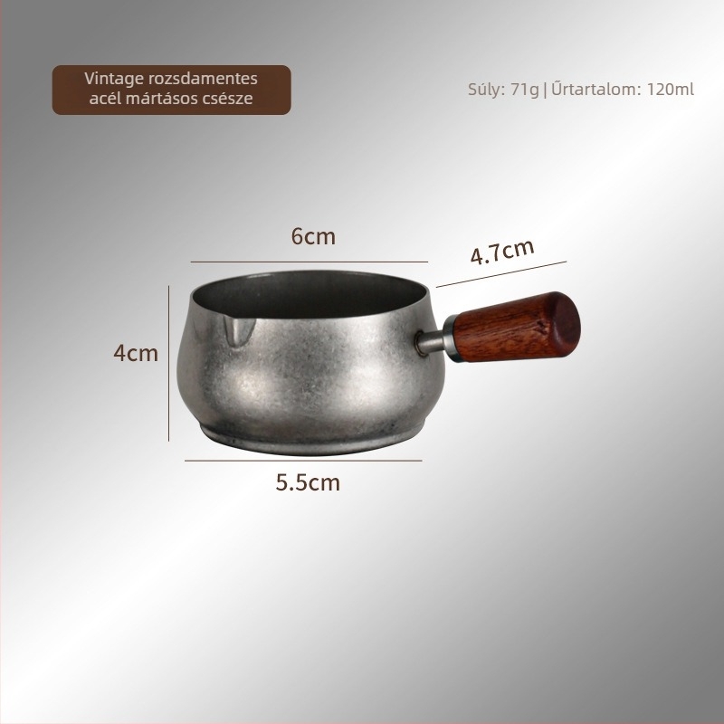 Retro 304 rozsdamentes acél mártásos pohárfa fogantyúval – kerek alakú, saláta- és steak mártásos tál, átmérő: 10–10.9 cm, 12–12.9 cm, 14–14.9 cm