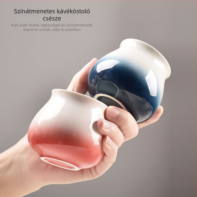 Gradiens kerámia kávéscsésze készlet glazúrral, pour-over kóstoláshoz és aromák élvezetére