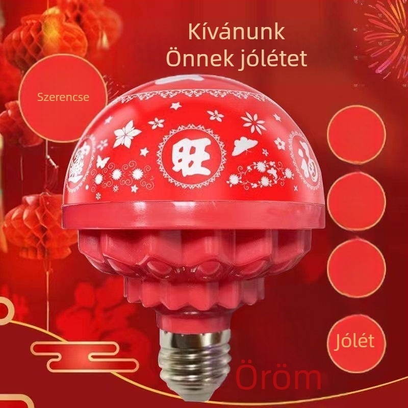 Otthonra szánt ünnepi lámpa forgó szerencse LED-lámpával, színes fényekkel, újévi hangulathoz és családi környezethez