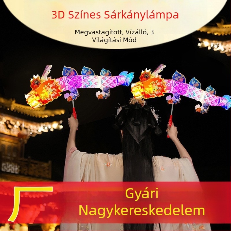 DIY Színes 3D sárkánylámpa – kézben tartható, kínai stílusú lámpás a Lámpásfesztiválra (Sárkány éve)