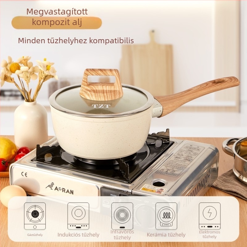 Maifan kőből készült tejes fazék, tapadásmentes, kis méretű fazék babahételekhez, tejfőzéshez és tészta főzéséhez, mini leveses edény egy adaghoz