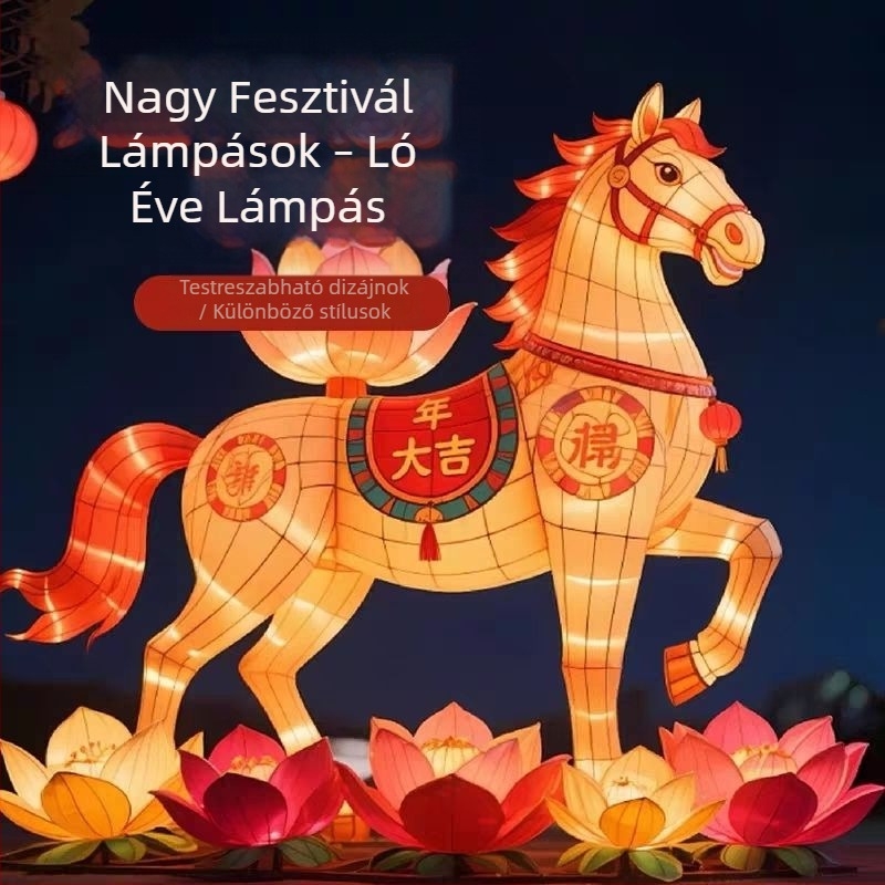 2026-os év ló alakú nagyméretű kültéri lámpások látványos területekhez, terekhez, parkokhoz és templomi vásárokhoz a lampionfesztivál idején