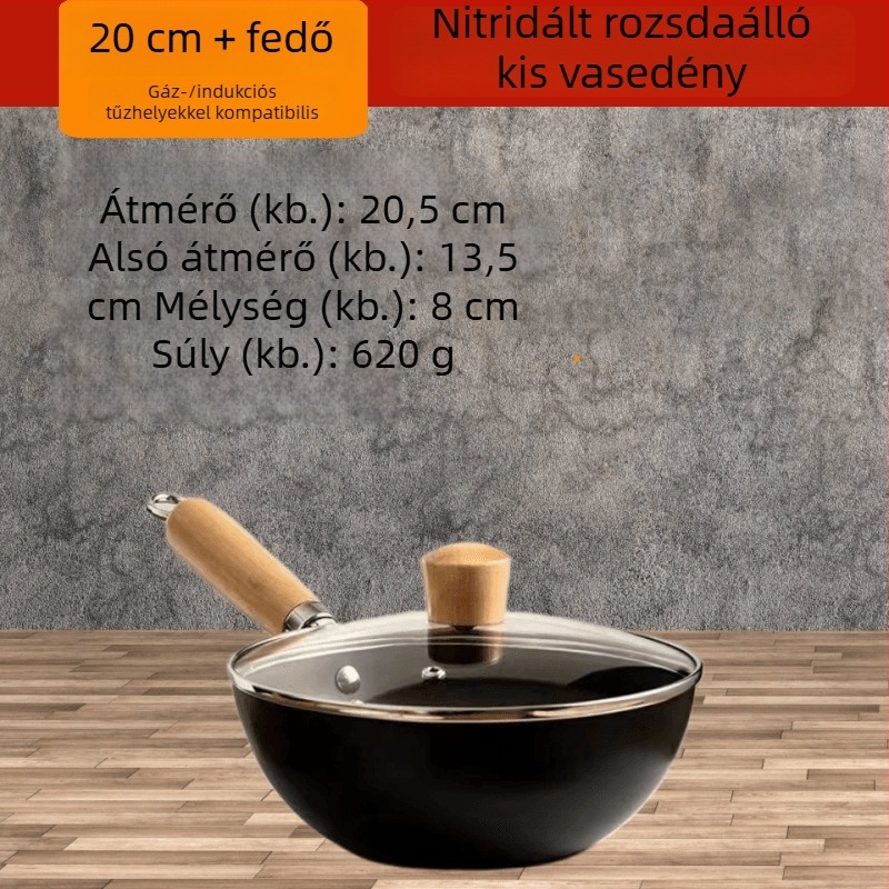 Mini vas tejfőző vasból, japán stílusú, tapadásmentes, 20/24/28 cm, indukciós és gáztűzhelyhez