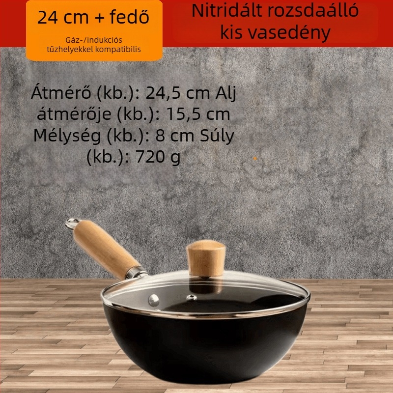 Mini vas tejfőző vasból, japán stílusú, tapadásmentes, 20/24/28 cm, indukciós és gáztűzhelyhez