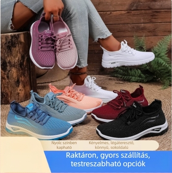 Női Flyknit futócipők, légáteresztő hálós felsővel, casual sportcipők