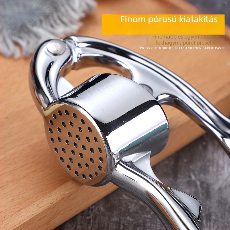 Fokhagymanyomó cinkötvözetből, kézi fokhagyma pucolóval, konyhai kütyü