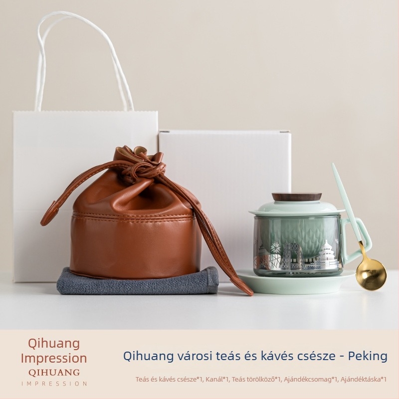 Városi tea készlet City Tea Café Cup – utazó teás készlet, hordozható hőálló üveg, kung fu teáskanna, kültéri ajándék