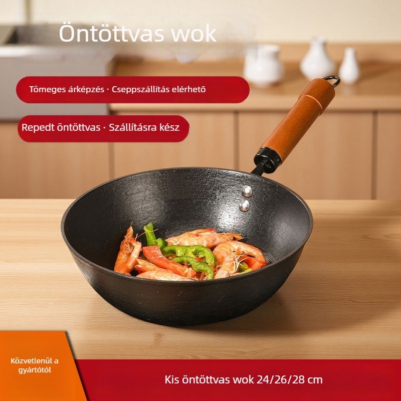 Egy személyes mini edény öntöttvasból, bevonat nélkül, sík aljzattal