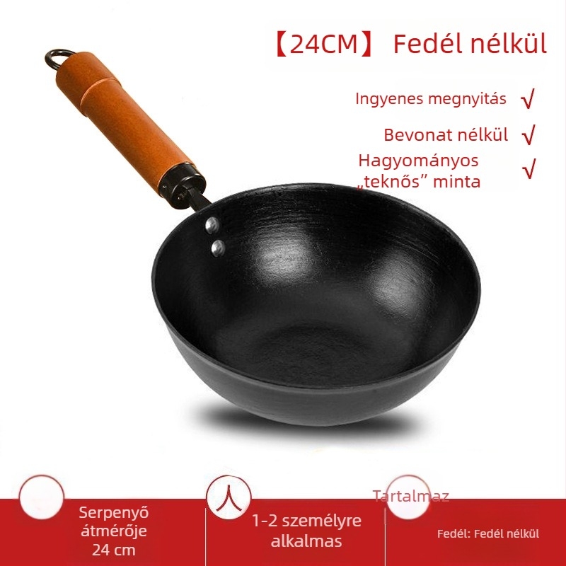 Egy személyes mini edény öntöttvasból, bevonat nélkül, sík aljzattal