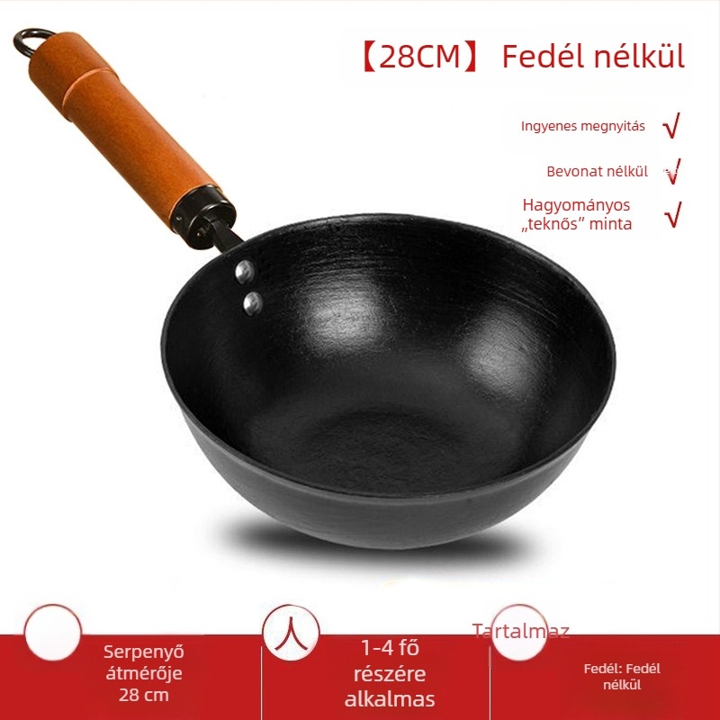Egy személyes mini edény öntöttvasból, bevonat nélkül, sík aljzattal