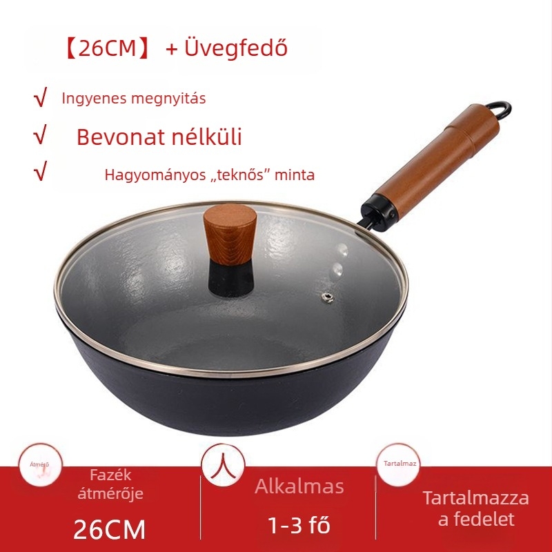 Egy személyes mini edény öntöttvasból, bevonat nélkül, sík aljzattal