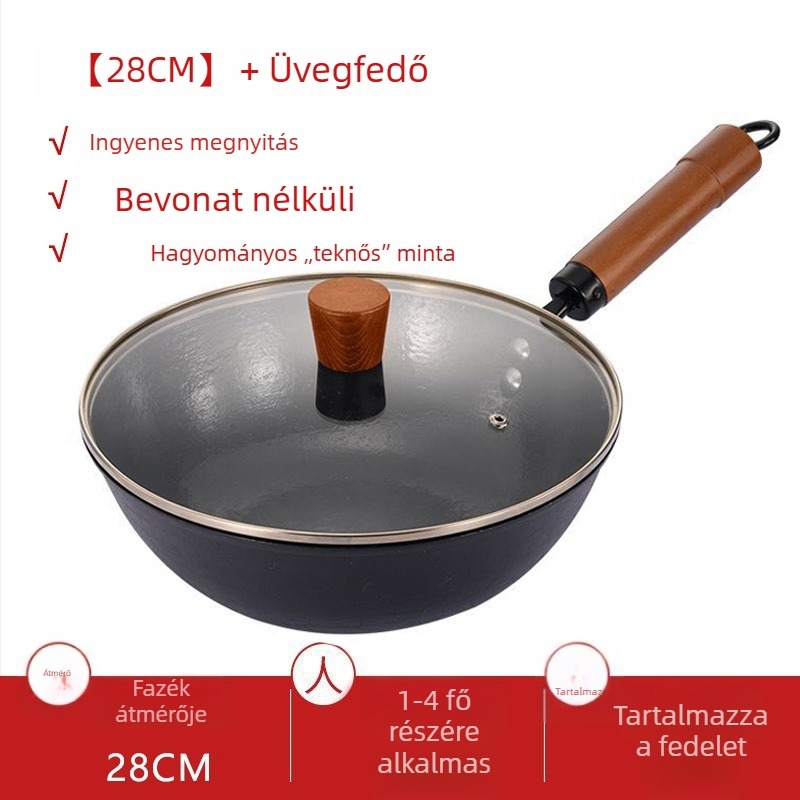 Egy személyes mini edény öntöttvasból, bevonat nélkül, sík aljzattal