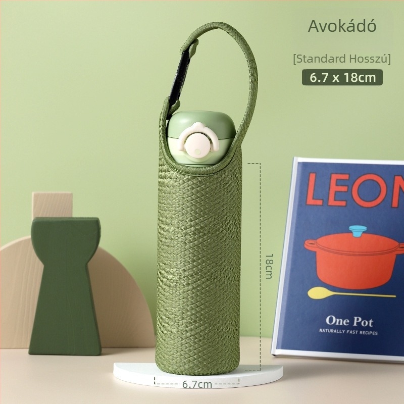 Általános hőszigetelt pohárvédő Thermos üvegpohárhoz teához, védőtok keresztpánttal és hordozó zsinórral