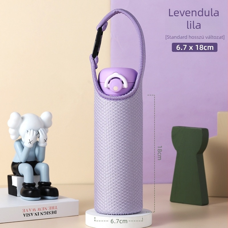 Általános hőszigetelt pohárvédő Thermos üvegpohárhoz teához, védőtok keresztpánttal és hordozó zsinórral