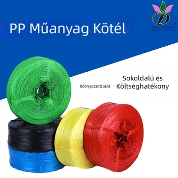 PP kötöző zsinór, műanyag zsinór, 2 cm széles, 0,05–0,15 mm vastagság, polipropilén zsinór