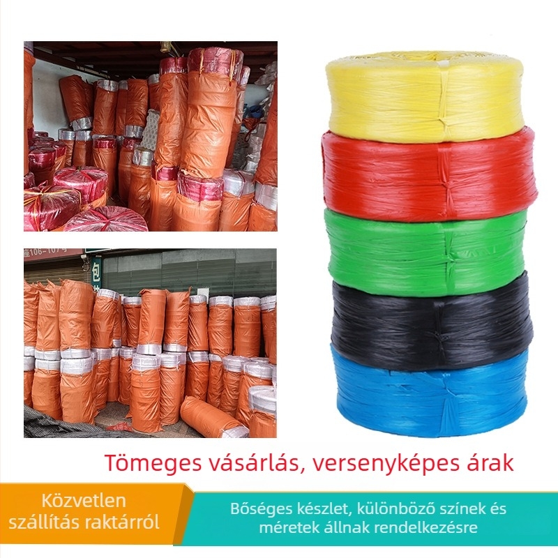 PP kötöző zsinór, műanyag zsinór, 2 cm széles, 0,05–0,15 mm vastagság, polipropilén zsinór
