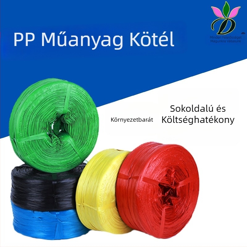 PP kötöző zsinór, műanyag zsinór, 2 cm széles, 0,05–0,15 mm vastagság, polipropilén zsinór