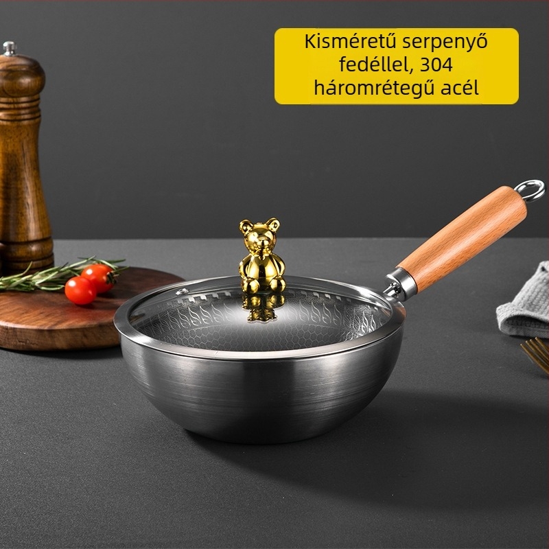 Egy személyes mini wok 316 rozsdamentes acélból, tapadásmentes bevonattal és üvegfedővel — kompakt, többfunkciós wok otthoni használatra
