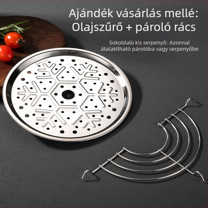Egy személyes mini wok 316 rozsdamentes acélból, tapadásmentes bevonattal és üvegfedővel — kompakt, többfunkciós wok otthoni használatra