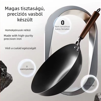 Vastagított vas serpenyő sík alappal, üvegfedővel, rozsdamentesen ellenálló és tapadásmentes