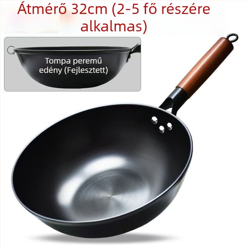 Vastagított vas serpenyő sík alappal, üvegfedővel, rozsdamentesen ellenálló és tapadásmentes