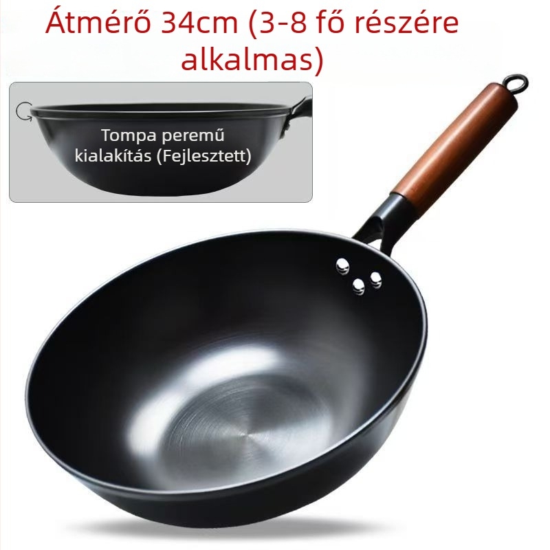 Vastagított vas serpenyő sík alappal, üvegfedővel, rozsdamentesen ellenálló és tapadásmentes