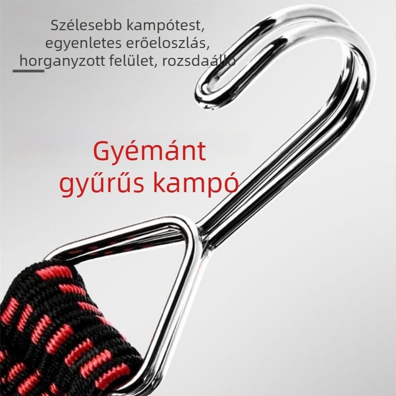 Állítható poggyászheveder rugalmas zsinórral a rakomány rögzítéséhez