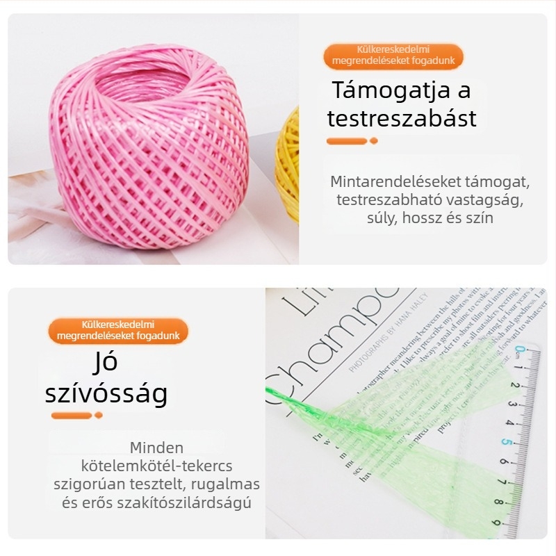 Színes PP kötözőzsinór csomagoláshoz, polipropilén anyagú