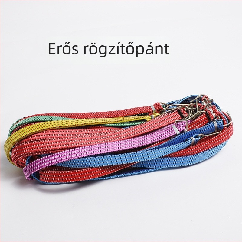 2 m hosszú rugalmas rögzítő heveder – erős kötélszalag poggyászhoz, 20 mm széles, gumis