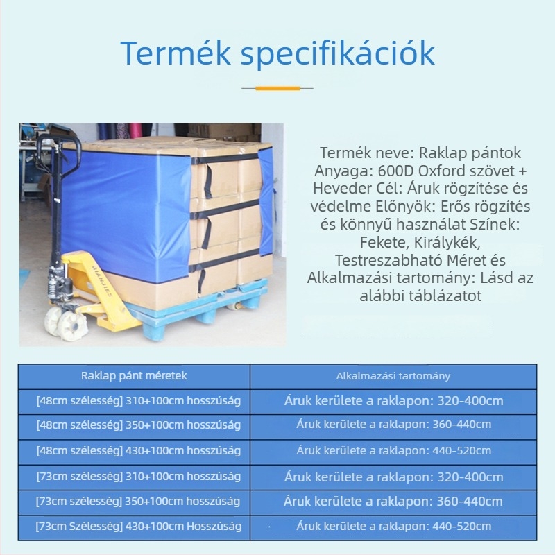 Oxford vászonból készült raklapzárak, 600D webbing-szalaggal, húzószilárdság 246,9 kg, kartoncsomagoláshoz