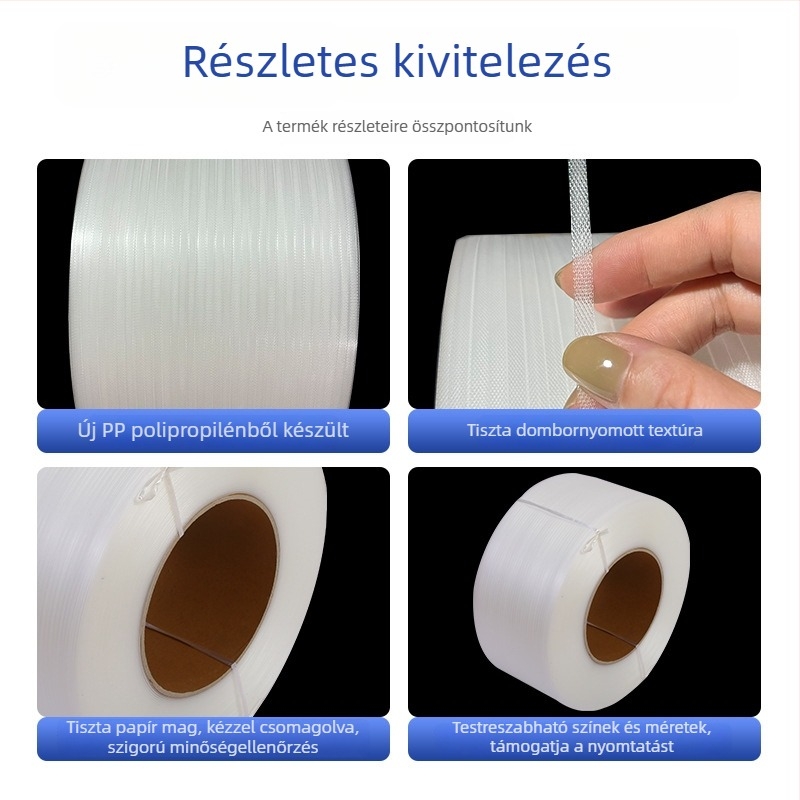 5 mm PP kötözőszalag, teljesen automata, átlátszó, színes csomagoló szalag könnyű ipari felhasználásra