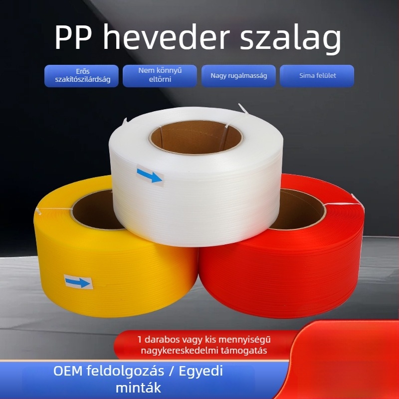 5 mm PP kötözőszalag, teljesen automata, átlátszó, színes csomagoló szalag könnyű ipari felhasználásra