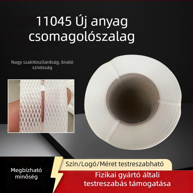 8×0,5 mm automatikus csomagoló szalag, átlátszó PP műanyag köteg szalag, forró olvadó típus, új anyag