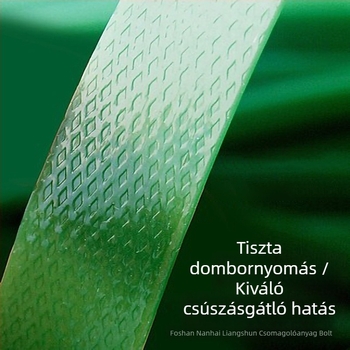 Zöld PET műanyag-acél tömítő kötöző szalag 1608, 800 m tekercs, 16 mm szélesség