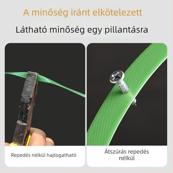 16 mm széles PET műanyag hevederzsinór, 0,8 mm vastagság, zöld, kézi használatra