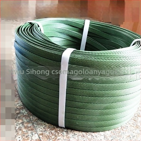 Katonai zöld színű csomagoló szalag, magas szakítószilárdságú PVC, 15 mm x 18 m, karton lezárásához