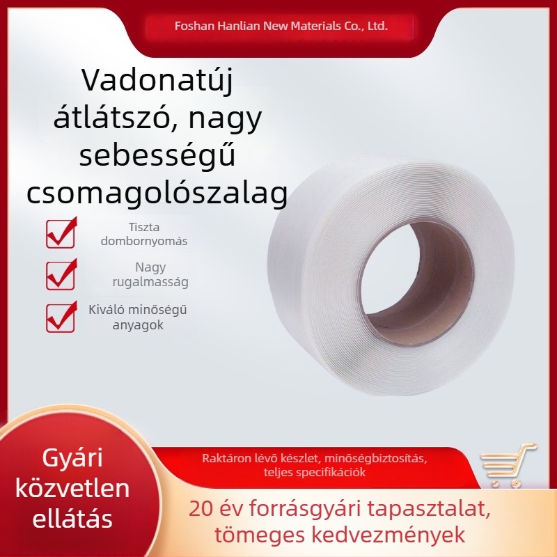 Átlátszó PP csomagoló szalag gépekhez, 0,5 cm széles, nagy sebességű kötöző szalag