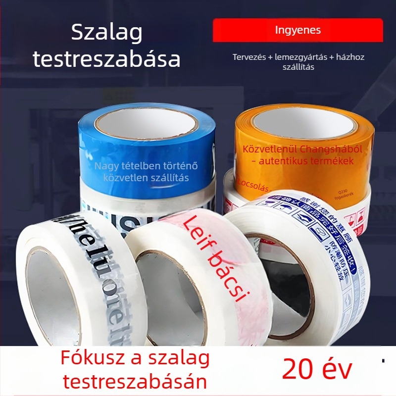 Csomagoló ragasztószalag logóval és QR kóddal, átlátszó BOPP, 50 mm x 100 m, 52 mm vastagság