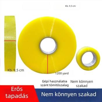 Automatikus csomagoló szalaggép logónyomtatással, átlátszó szalagon, 1000 m-es nagy tekercs, testreszabás
